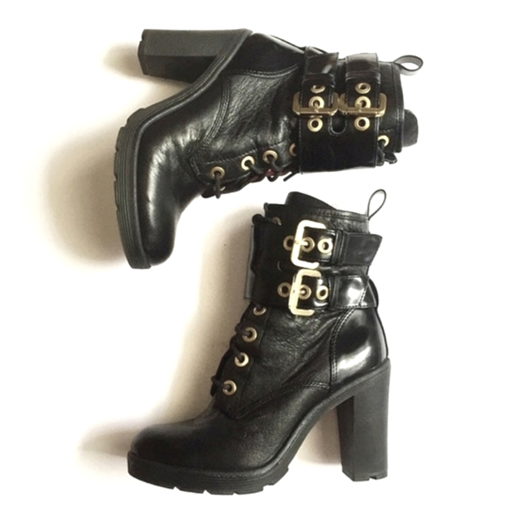 Guess Black Leather Ankle Boots